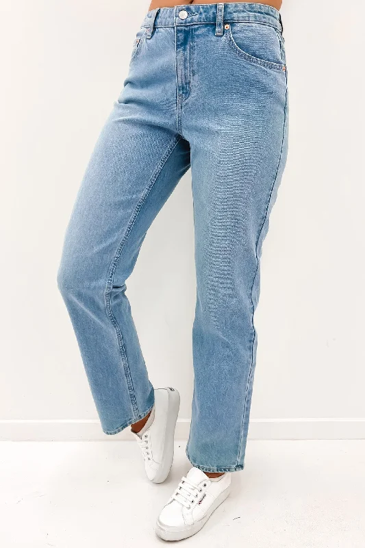 Mid Vintage Straight Jean Summertime Blue Fashionable Relaxed Fit Denim