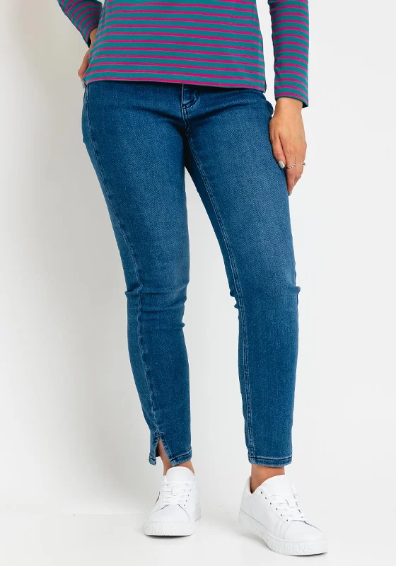 OUI Cropped Skinny Fit Jean, Mid-Wash Denim Cozy Relaxed Fit Denim Jeans