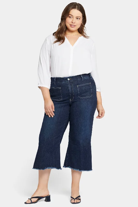 Patchie Wide Leg Capri Jeans In Petite Plus Size - Sublime Trendy Paperbag Waist Jeans