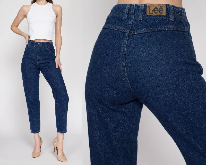 Small Vintage Lee Dark Wash Elastic Waist Mom Jeans Fashionable Mom Jeans