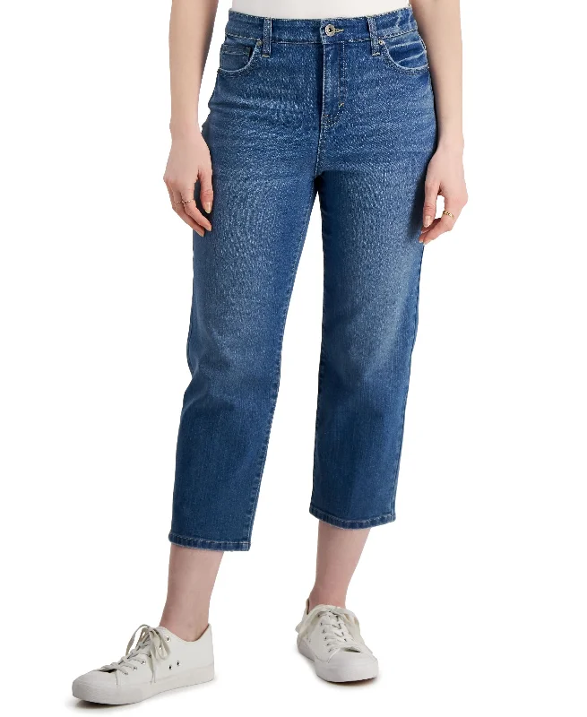 Style & Co Womens High Rise Cropped Jeans Fashionable Straight Fit Denim