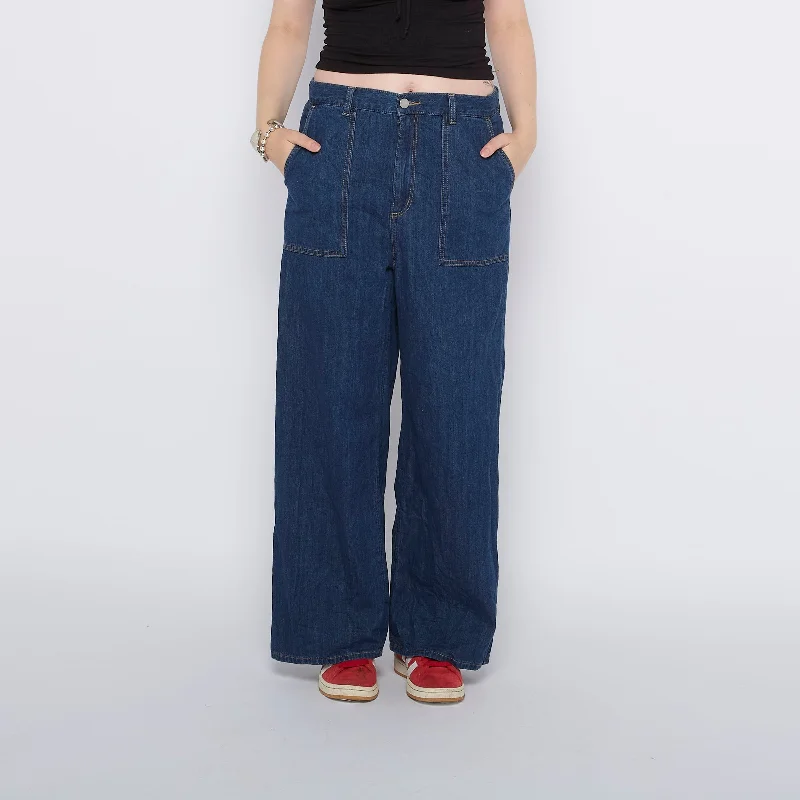 Wide Leg Jeans - W30" L26" Elegant Tapered Leg Denim