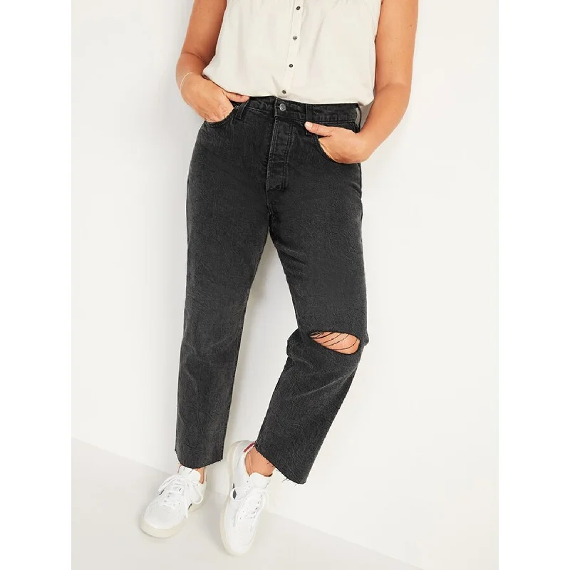 ON Extra High Button-Fly Charcoal Jeans Trendy Classic Fit Jeans