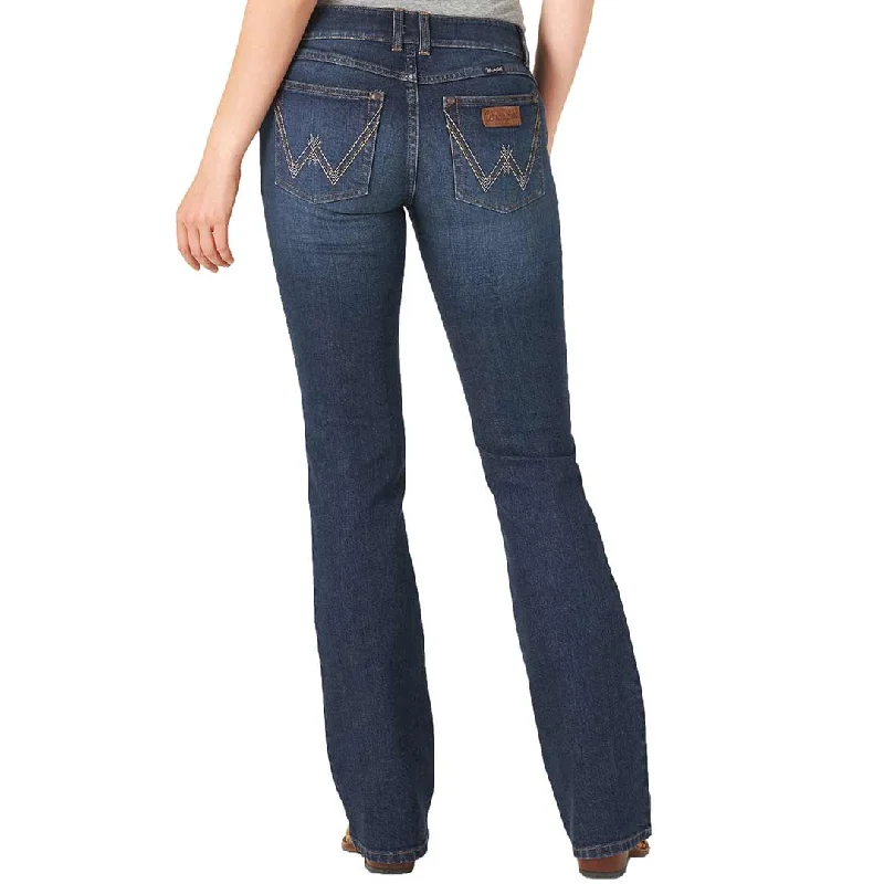 Wrangler Women's Retro Mae Bootcut Jeans Comfortable Distressed Straight-Leg Jeans