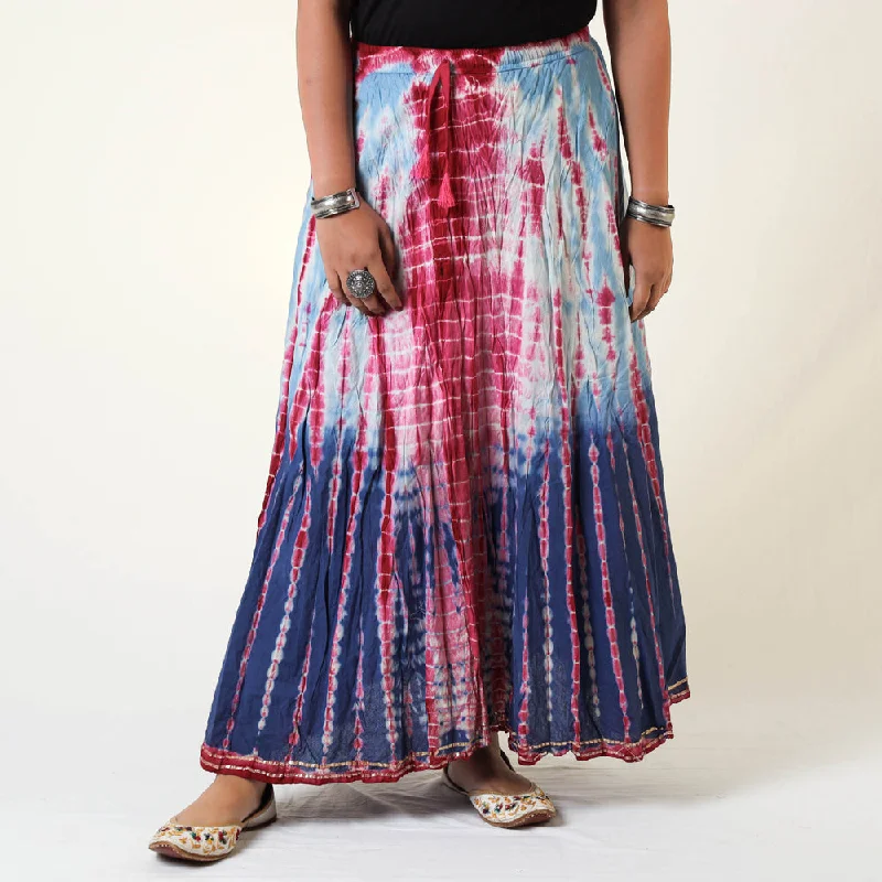 Multicolor - Shibori Tie-Dye Cotton Long Skirt cashmere skirt soft