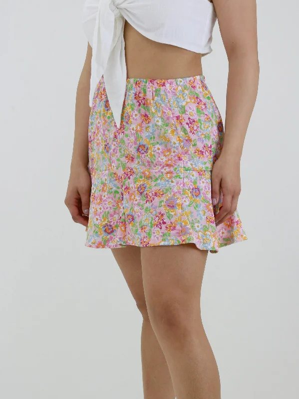 Women's Floral Printed Mini Skirt,Multi denim skirt stylish