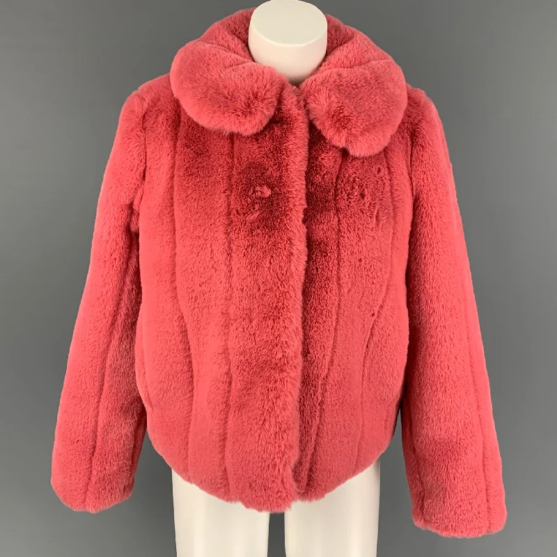 ALICE + OLIVIA Size XS Pink Polyester Textured Faux Fur Jacket Denim Jacket Leather Jacket Suede Jacket ALICE + OLIVIA Size XS Pink Polyester Textured Faux Fur Jacket Denim Jacket Leather Jacket Suede Jacket