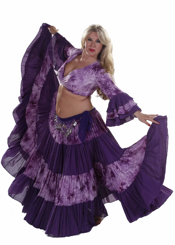 Belly Dance 25 Yard Patterned Skirt, Top & Hip Scarf Costume Set |  BATIK AND BELLY linen skirt natural