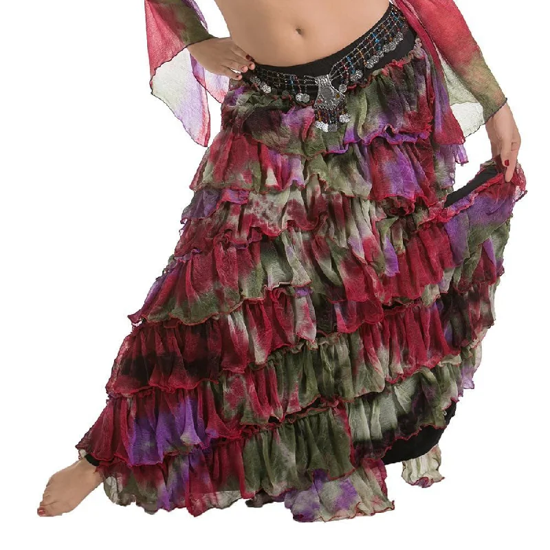 Belly Dance Patterned Ruffled Skirt | LA ROSA LEEHA cashmere skirt rich