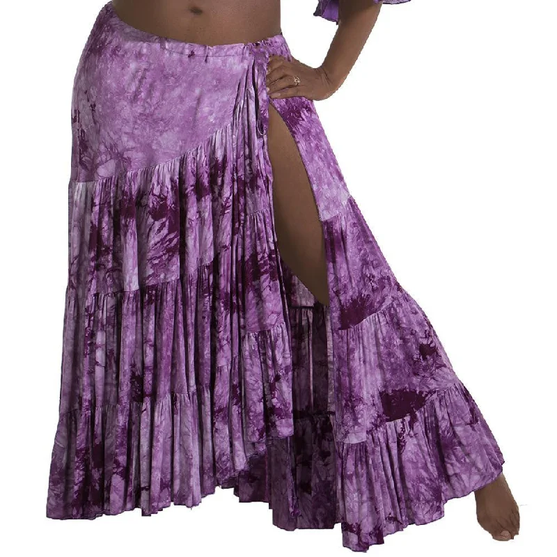 Belly Dance Tye-Dye Cotton Skirt with Side Slit | BATIK BELLYDANCE SKIRT modal blend skirt