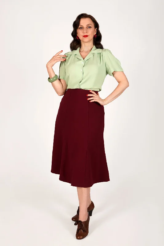 Bette Midi Skirt in Burgundy velvet skirt rich