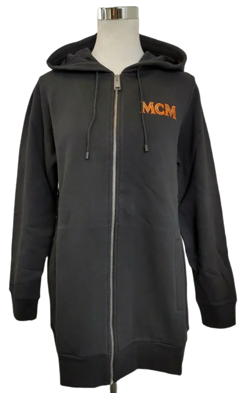 MCM Women's Black Cotton Embroidered Fringe Logo Zip Up Jacket Rayon Fabric Velvet Fabric Corduroy Fabric MCM Women's Black Cotton Embroidered Fringe Logo Zip Up Jacket Rayon Fabric Velvet Fabric Corduroy Fabric