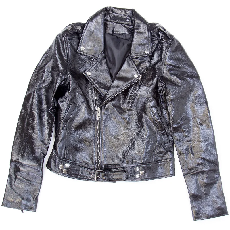 BLK DNM Women's Black Shiny Leather Jacket $895 NWOT Nylon Jacket Polyester Jacket Spandex Jacket BLK DNM Women's Black Shiny Leather Jacket $895 NWOT Nylon Jacket Polyester Jacket Spandex Jacket