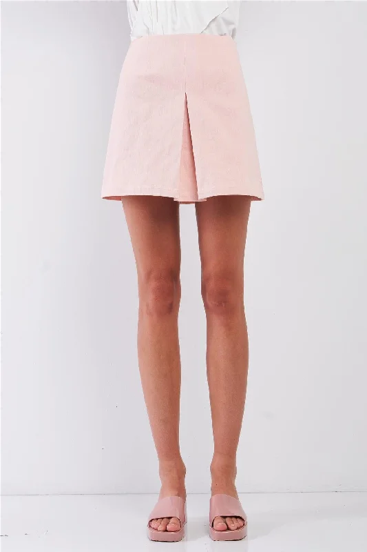 Blush Minimalistic High Waist Pleated Front Mini Skirt floral skirt print