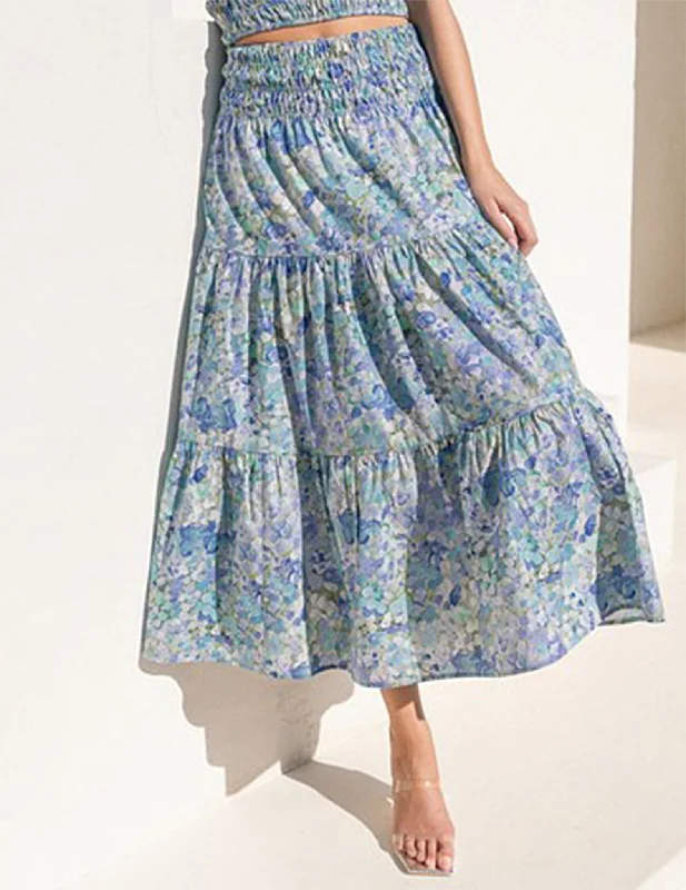 Cassidy Smocked Floral Tiered Skirt velvet skirt sumptuous