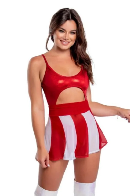 CH336 - Candy Cane Mesh Skater Skirt***25%OFF denim skirt durable