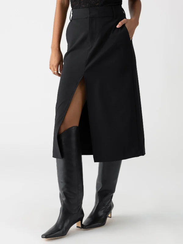 Classic Slit Standard Rise Skirt Black chiffon skirt airy