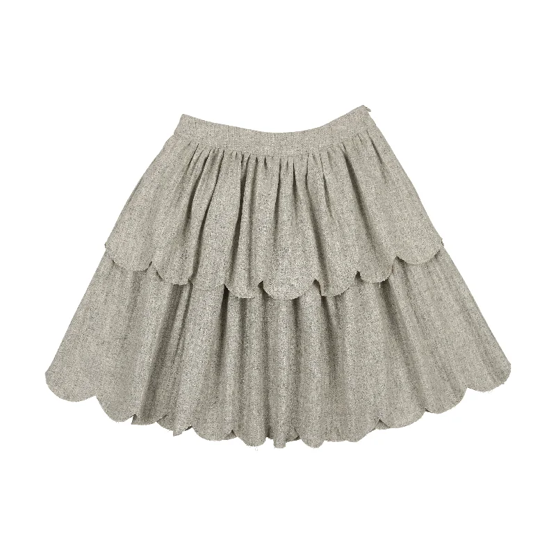 Coco Blanc Light Grey Scalloped Skirt linen skirt natural