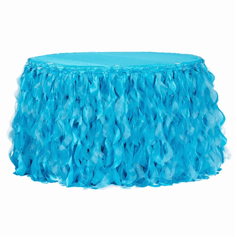 Curly Willow 14ft Table Skirt - Aqua Blue leather skirt bold