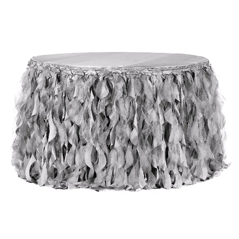 Curly Willow 17ft Table Skirt - Silver cashmere skirt rich