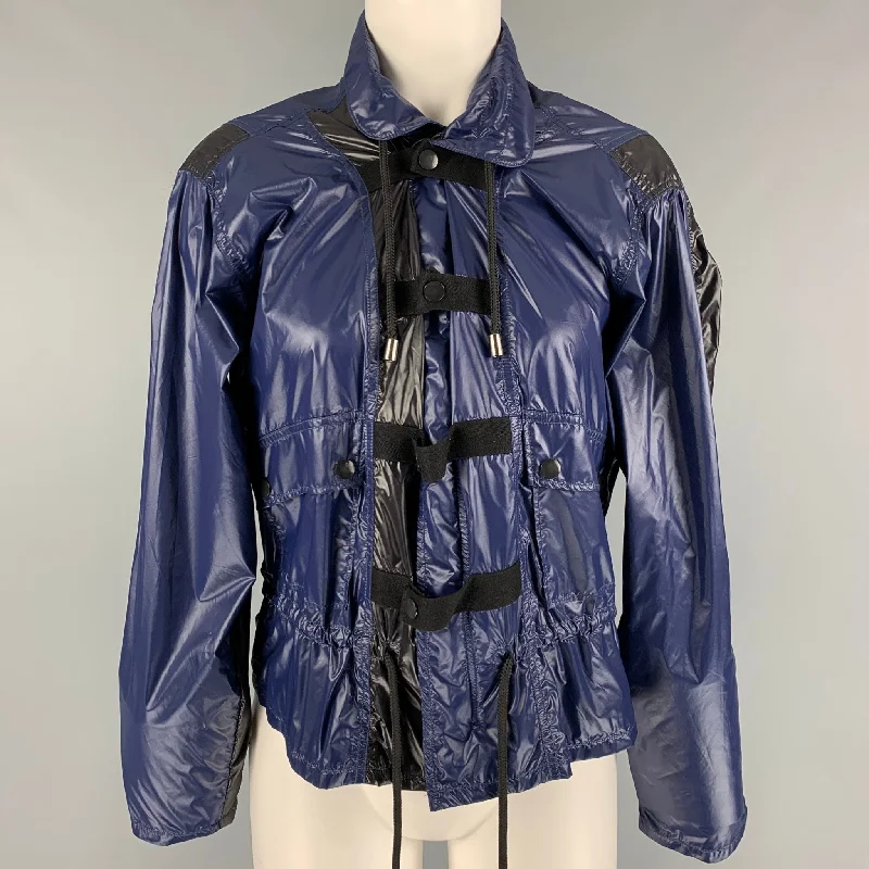 CURRENT / ELLIOTT Size S Navy Black Cotton Color Block Rictus Jacket Boat Neck Shawl Collar Notched Collar CURRENT / ELLIOTT Size S Navy Black Cotton Color Block Rictus Jacket Boat Neck Shawl Collar Notched Collar