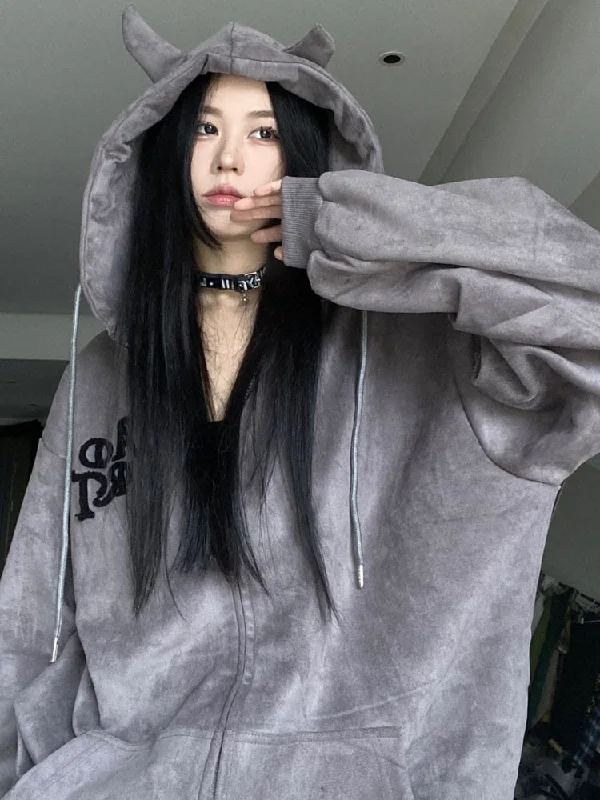 Y2K Gothic Zip Up Hoodies Women Harajuku Vintage Emo Letter Embroidery Sweatshirts Kpop Grunge Loose Casual Tops Jacket Faux Fur Fabric Real Fur Fabric Shearling Fabric Y2K Gothic Zip Up Hoodies Women Harajuku Vintage Emo Letter Embroidery Sweatshirts Kpop Grunge Loose Casual Tops Jacket Faux Fur Fabric Real Fur Fabric Shearling Fabric