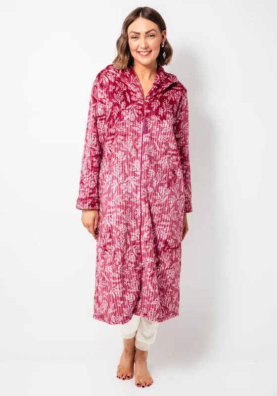 Marlon Fleece Floral Zip Long Bed Jacket, Dusty Pink Hoodie Zip-Up Jacket Button-Up Jacket Marlon Fleece Floral Zip Long Bed Jacket, Dusty Pink Hoodie Zip-Up Jacket Button-Up Jacket