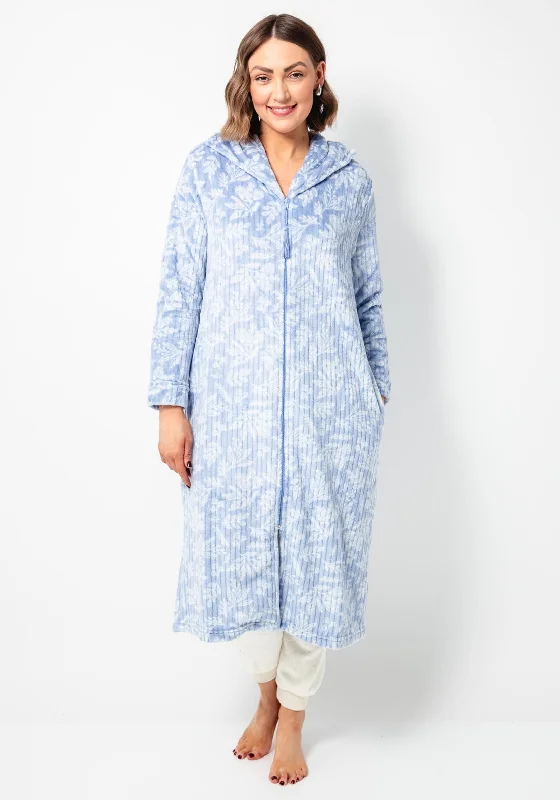 Marlon Fleece Floral Zip Long Bed Jacket, Blue One-Shoulder Jacket Off-the-Shoulder Jacket Asymmetrical Jacket Marlon Fleece Floral Zip Long Bed Jacket, Blue One-Shoulder Jacket Off-the-Shoulder Jacket Asymmetrical Jacket