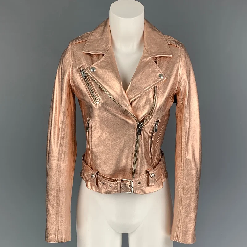IRO Size XS Gold Leather Metallic Biker Jacket Rayon Jacket Velvet Jacket Corduroy Jacket IRO Size XS Gold Leather Metallic Biker Jacket Rayon Jacket Velvet Jacket Corduroy Jacket