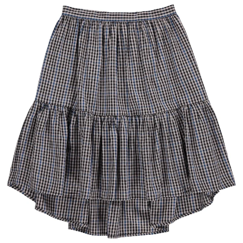 Jaybee Plaid Hi-Lo Tiered Skirt pencil skirt chic