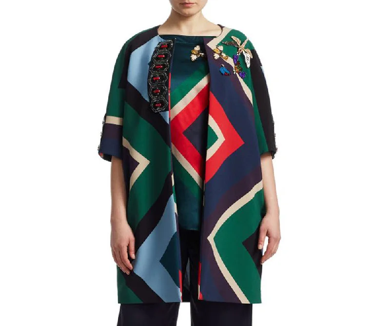 MARINA RINALDI Women's Blue/Purple Nelson Embellished Jacket $1945 NWT Rayon Jacket Velvet Jacket Corduroy Jacket MARINA RINALDI Women's Blue/Purple Nelson Embellished Jacket $1945 NWT Rayon Jacket Velvet Jacket Corduroy Jacket
