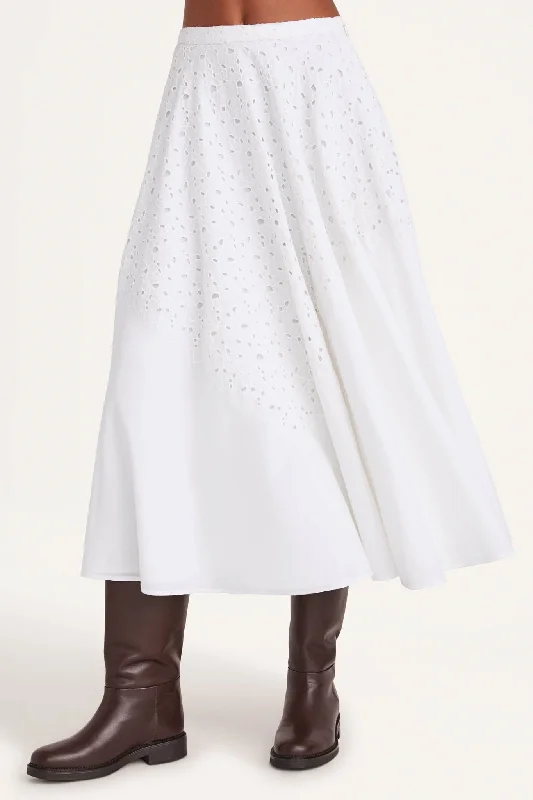 Merrick Skirt in White velvet skirt rich