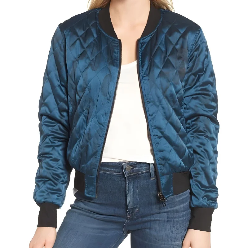 PAM & GELA Women's Blue Reversible Saphir Baseball Jacket #SA5849 NWT Print Jacket Jacquard Jacket Embroidered Jacket