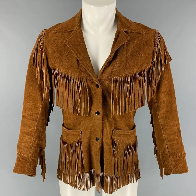 PARKER Size M Cognac Fringe Western Jacket Fitted Jacket Loose Jacket Oversized Jacket PARKER Size M Cognac Fringe Western Jacket Fitted Jacket Loose Jacket Oversized Jacket