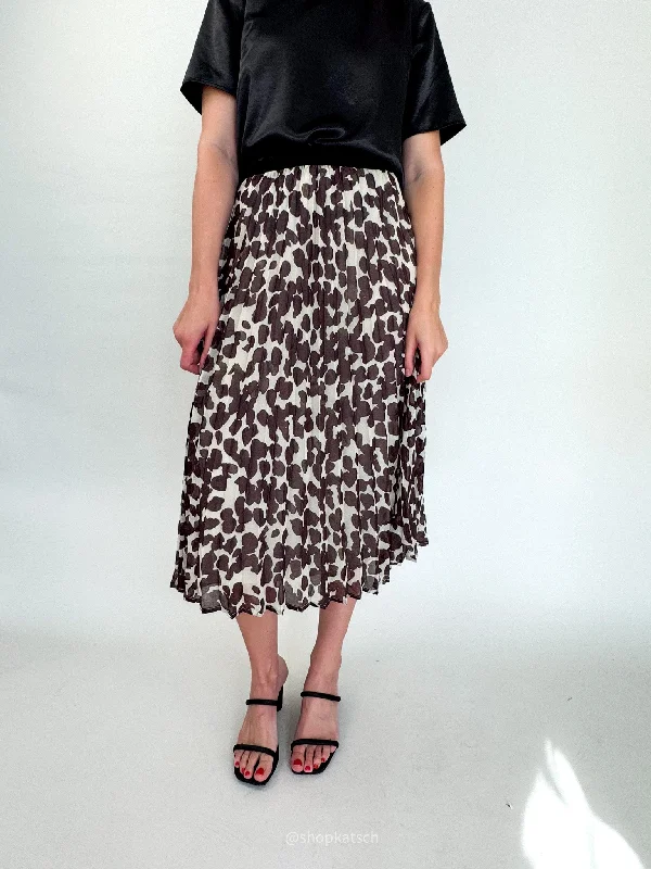 Pleated Chocolate Spot Skirt cashmere skirt rich