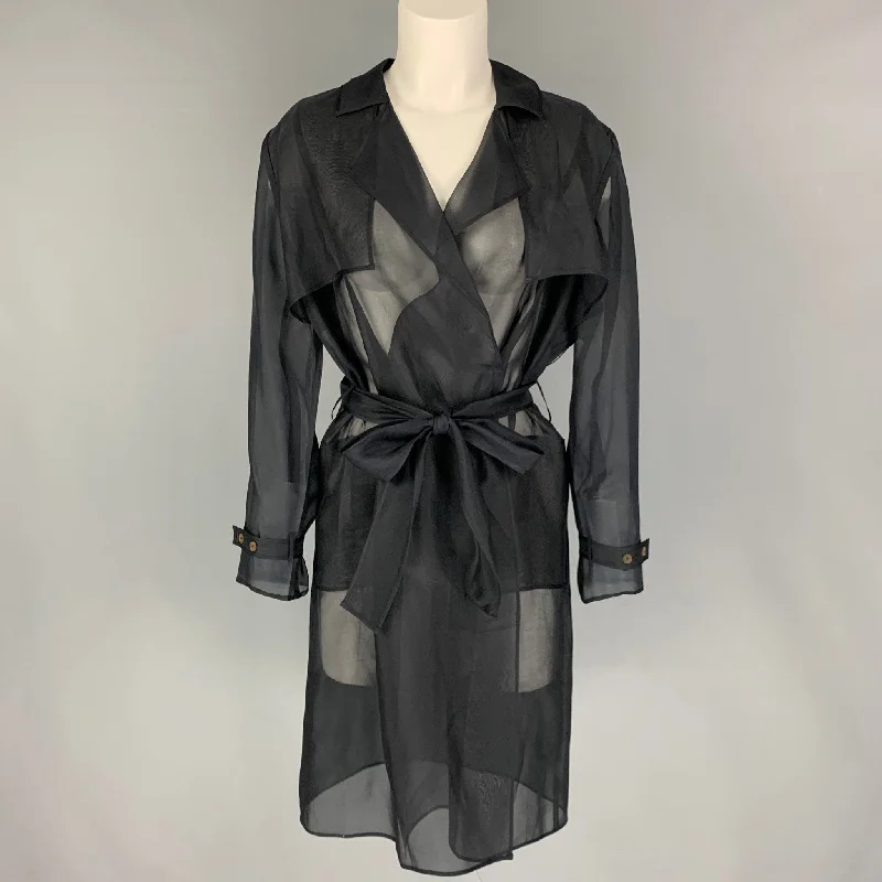 PORTS 1961 Size 8 Black See Through Notch Lapel Jacket V-Neck Jacket Boat Neck Jacket Square Neck Jacket