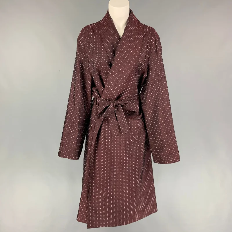 PRADA Size L Burgundy Not Listed Shawl Lapel Belted Jacket Fleece Jacket Down Jacket Feather Jacket PRADA Size L Burgundy Not Listed Shawl Lapel Belted Jacket Fleece Jacket Down Jacket Feather Jacket