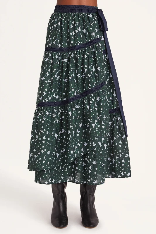 Prins Skirt in Forest Floral Print linen skirt natural