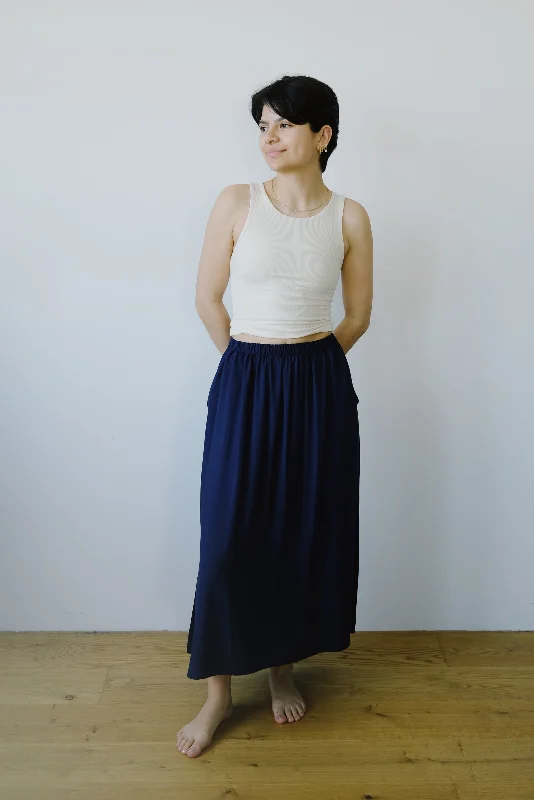 rayon skirt - valerie - navy velvet skirt sumptuous