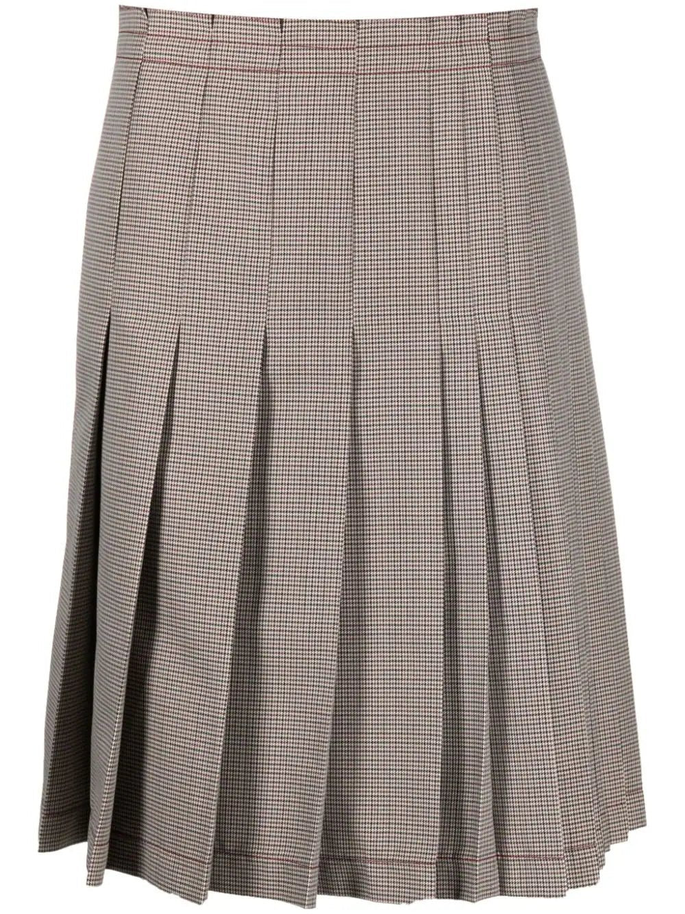 check-print pleated midi skirt seamless skirt comfort