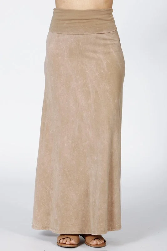 Soft & Stretchy Mineral Wash Skirt - Beige cashmere skirt soft