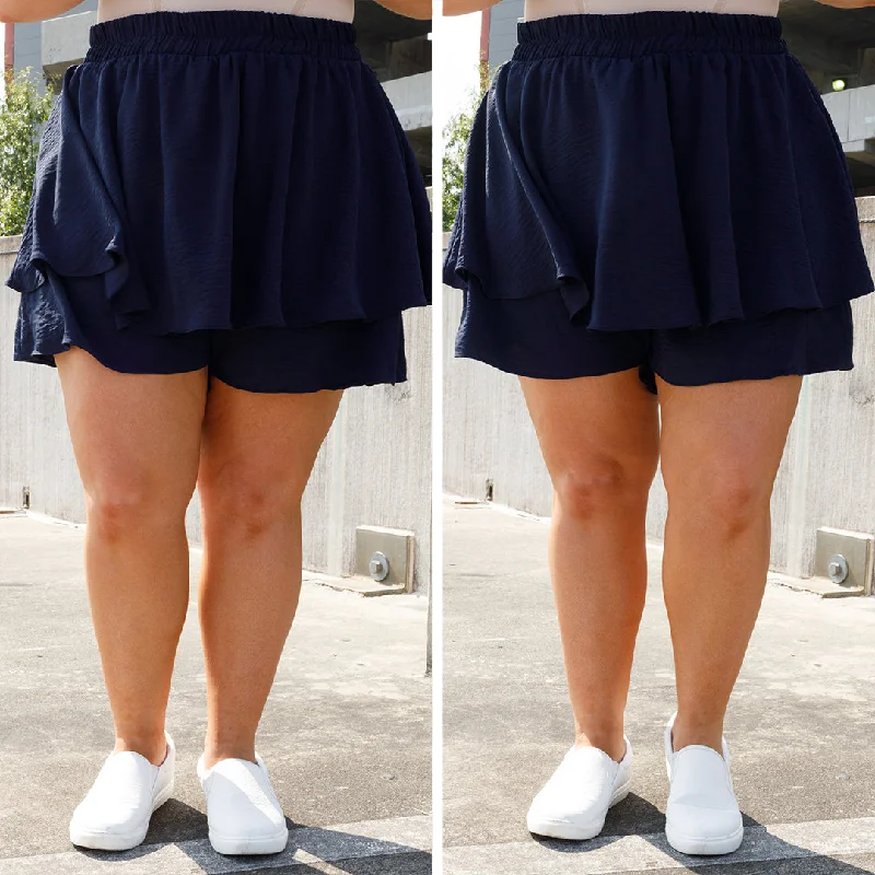 The Perfect Harmony Skort, Navy velvet skirt plush