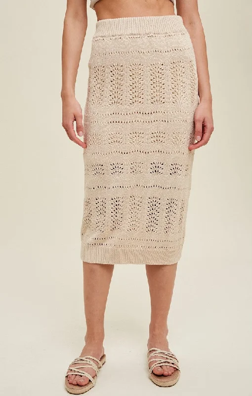 Tinsley Natural Crochet Skirt silk skirt lustrous