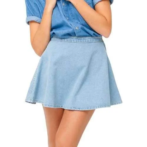 Stylish High Waisted Solid Color Denim A Line Women's Skirt - Light Blue L pencil skirt chic