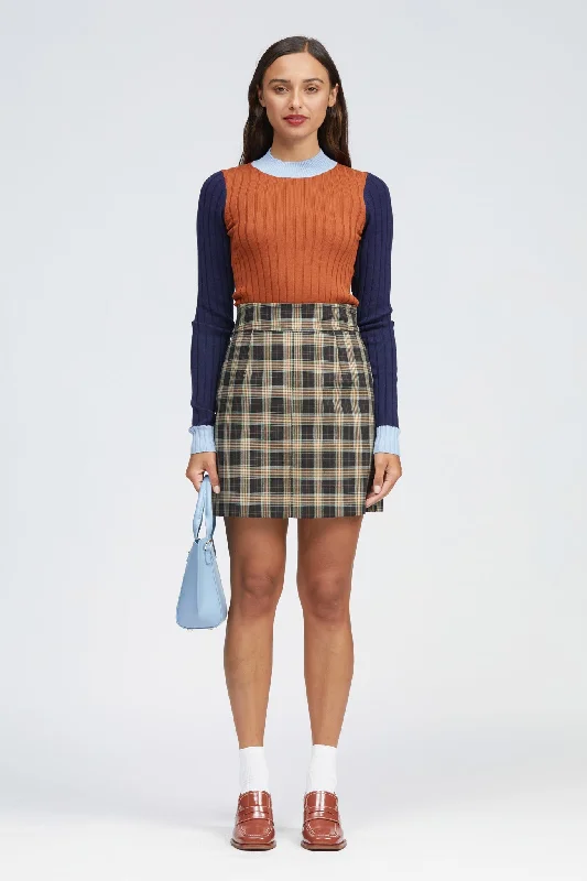 Uroda Skirt Brown/Mint Check cashmere skirt plush