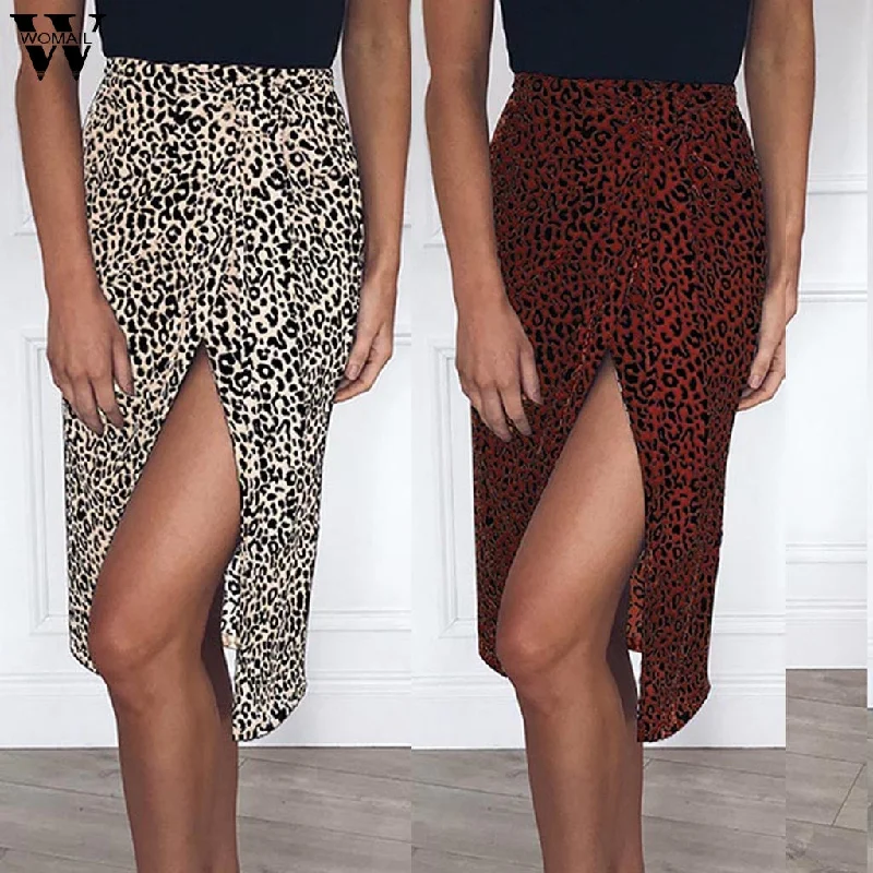 Womail Women Skirt High Waist Split Midi Skirts Leopard Dot Print Casual Summer Skirt Sexy High Fashion Boho Skirt 2019 M523 silk skirt luxurious