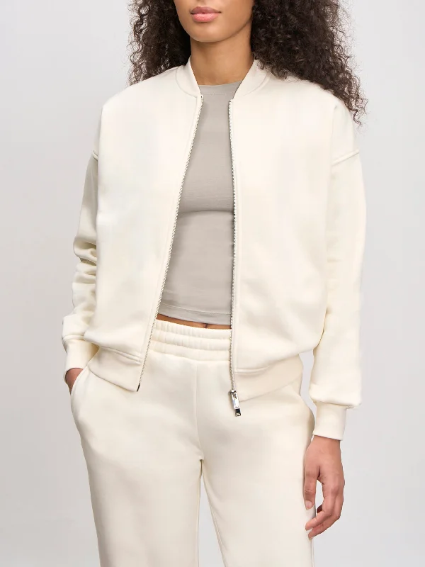 Womens Neoprene Bomber Jacket in Ecru Belted Jacket Elasticated Jacket Padded Jacket Womens Neoprene Bomber Jacket in Ecru Belted Jacket Elasticated Jacket Padded Jacket