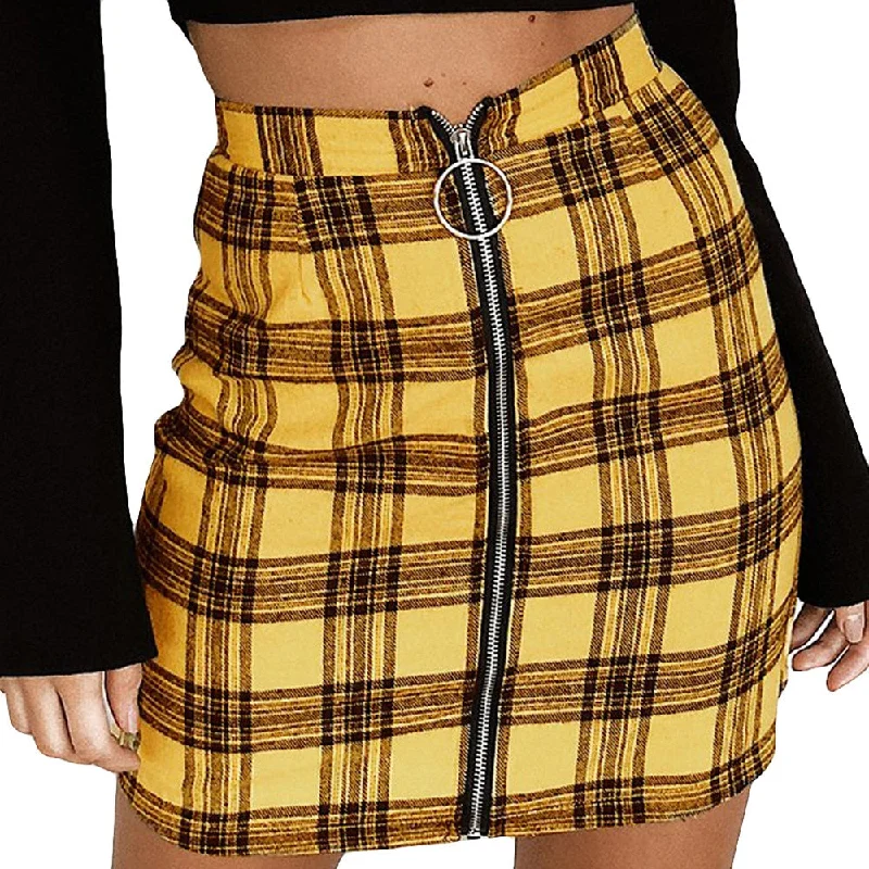 Womens Sexy Party Plaid Zipper Slim Skirts High Waist Hip Short Mini Skirt Retro Skirt Female Cute Kawaii Skirts For Women #626 denim skirt fashionable