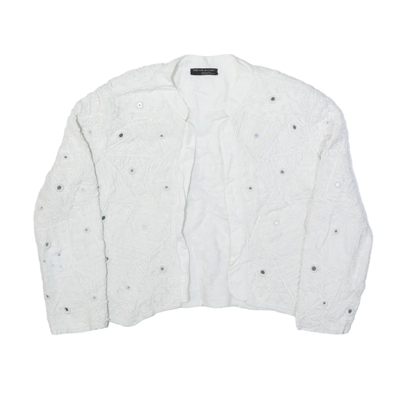 ZARA W&B Patterned Sequin Overcoat Jacket White Womens S Wool Jacket Cashmere Jacket Tweed Jacket ZARA W&B Patterned Sequin Overcoat Jacket White Womens S Wool Jacket Cashmere Jacket Tweed Jacket