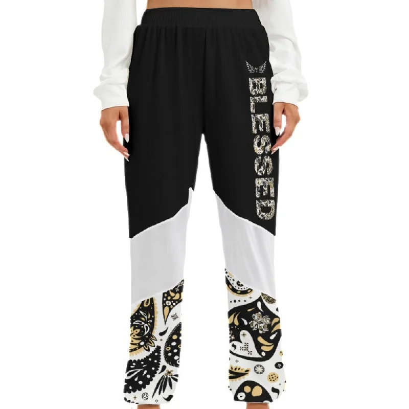 BLESSED Paisley, Black, &  White Mesh Pants Soft Stretch Pants